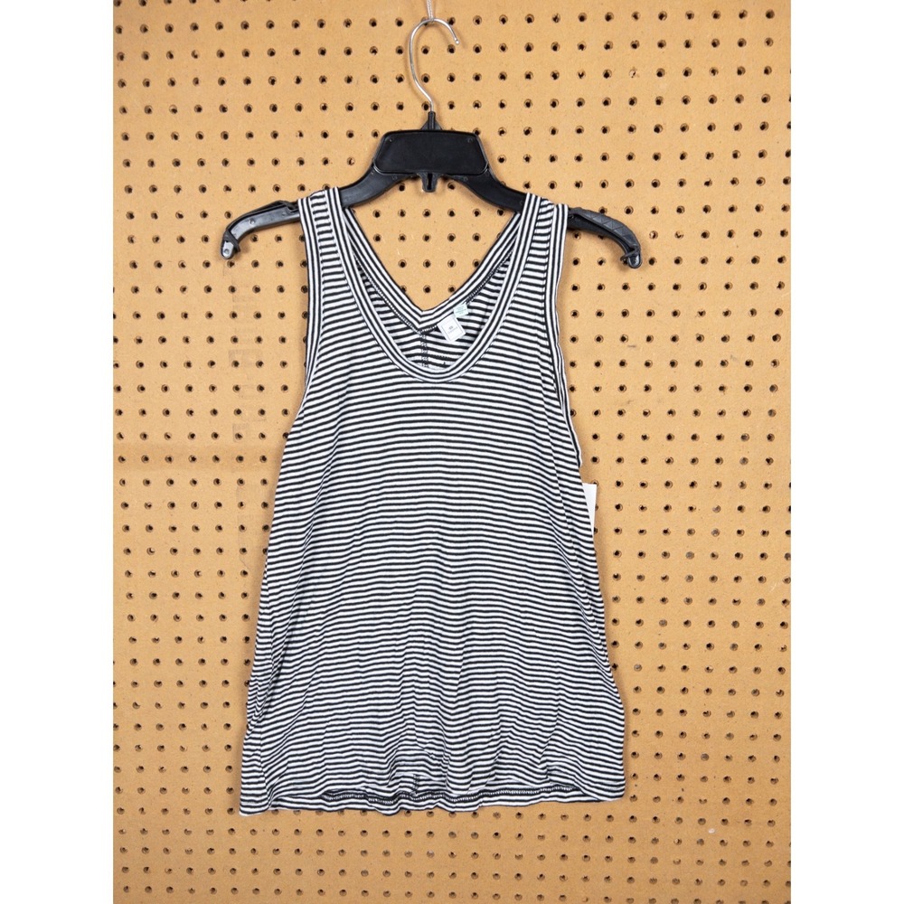 Susina Womens Black White Striped V-Neck Tank Top Sleeveless‎ Cotton Modal SP